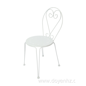 Bistro Unfoldable Wrought Iron Chair with Pattern Seat